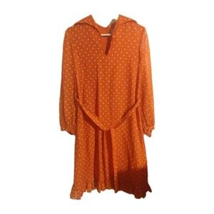 Vintage Carlye Belted Dress, Red With White Dots XS